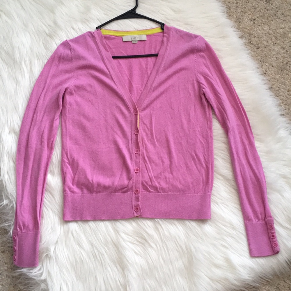 LOFT Pink Button-Up Cardigan